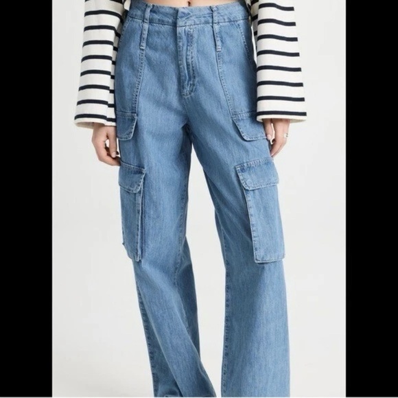 Frame Denim High Rise Straight Leg Utility Jeans in Acapella Wash Size 27 - Picture 2 of 13